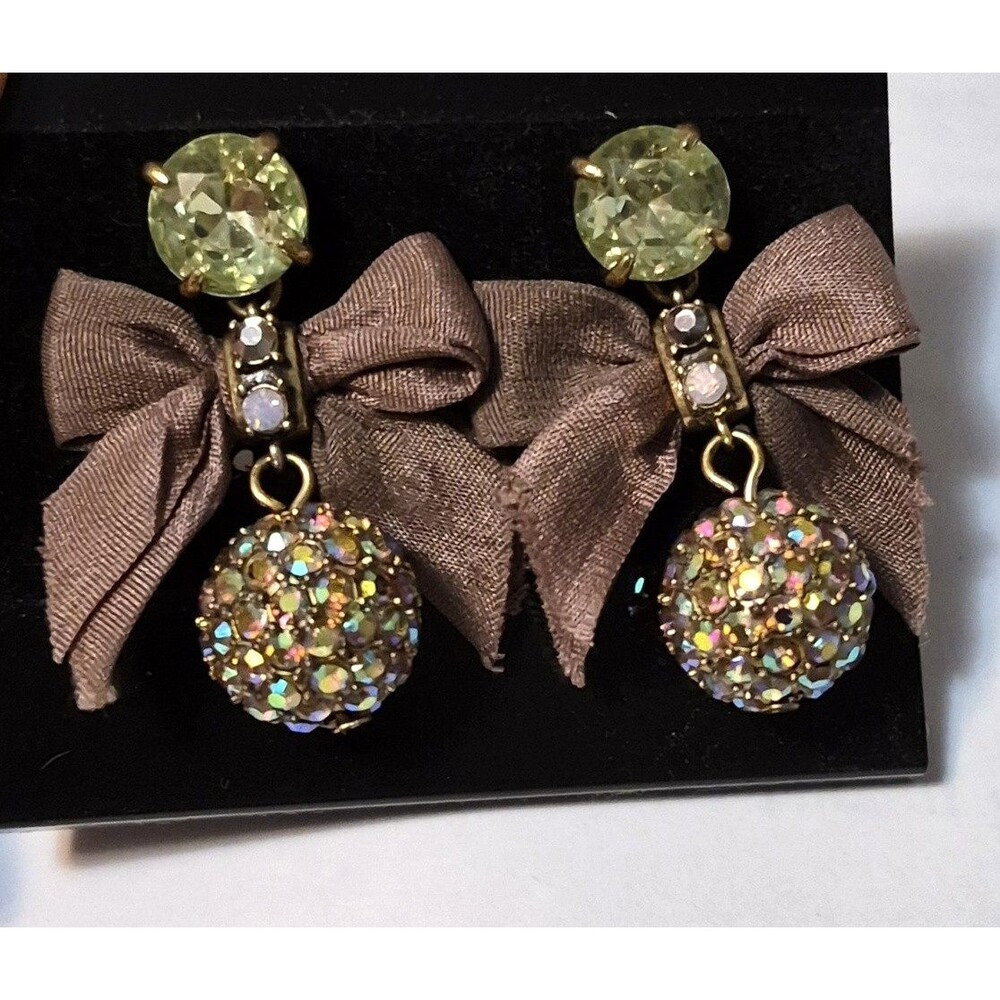 J Crew Dangle AB Rhinestone Ball Pierced Earrings
